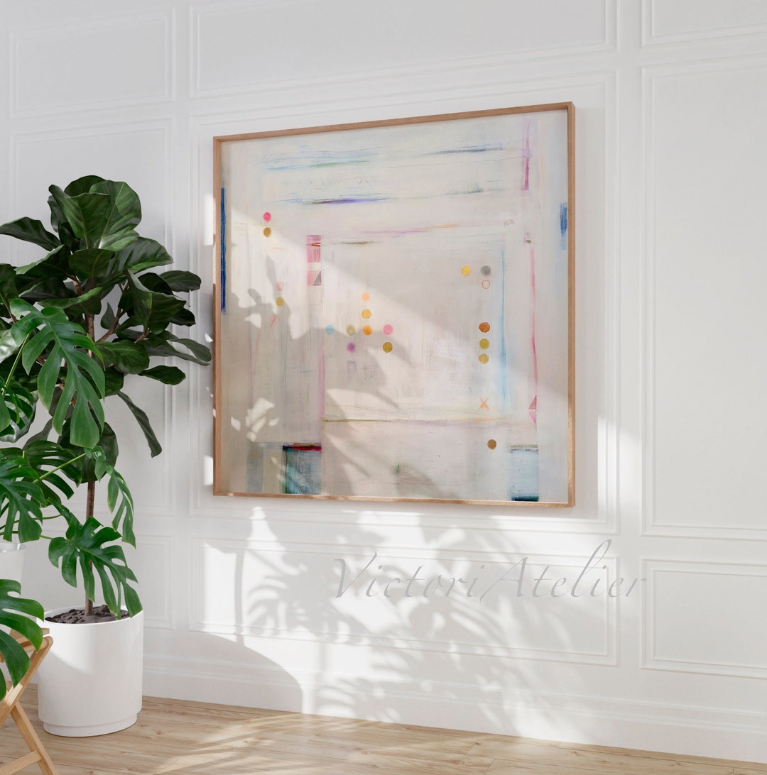 Minimalist Abstract Art, off White and Pastel Colors Modern Abstract