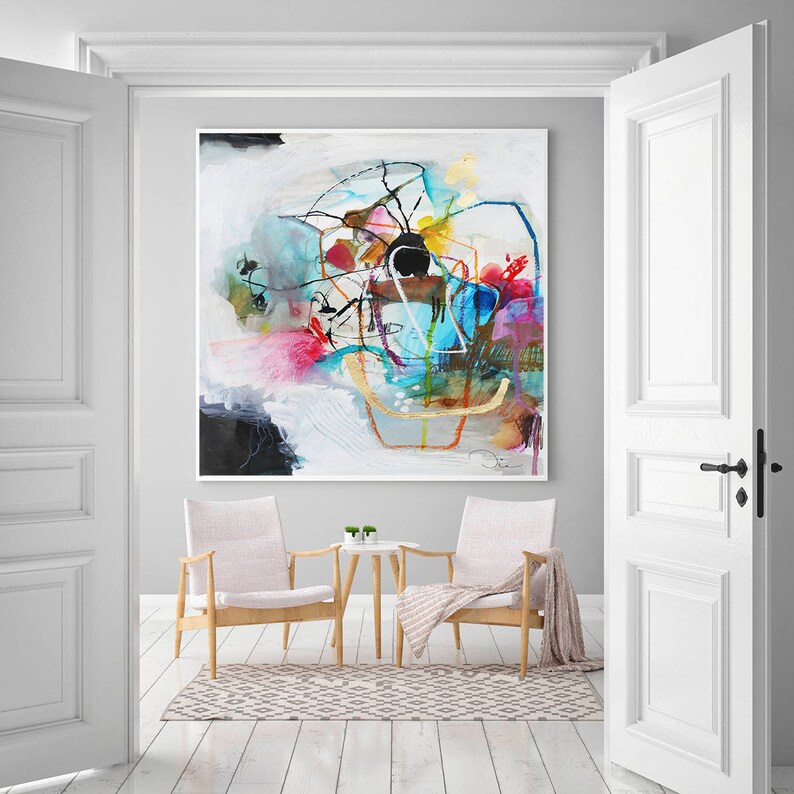 Acrylic Wall Art Abstract Painting Giclee Print Mixed Media Etsy