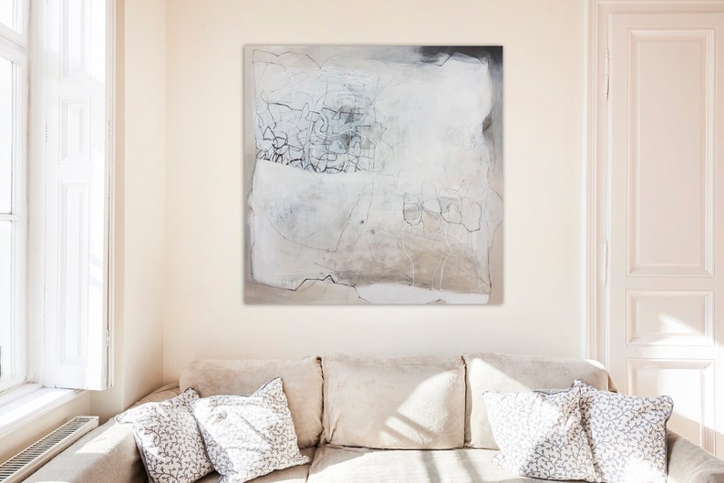 Black White and Beige Abstract Art Print Modern Contemporary Etsy