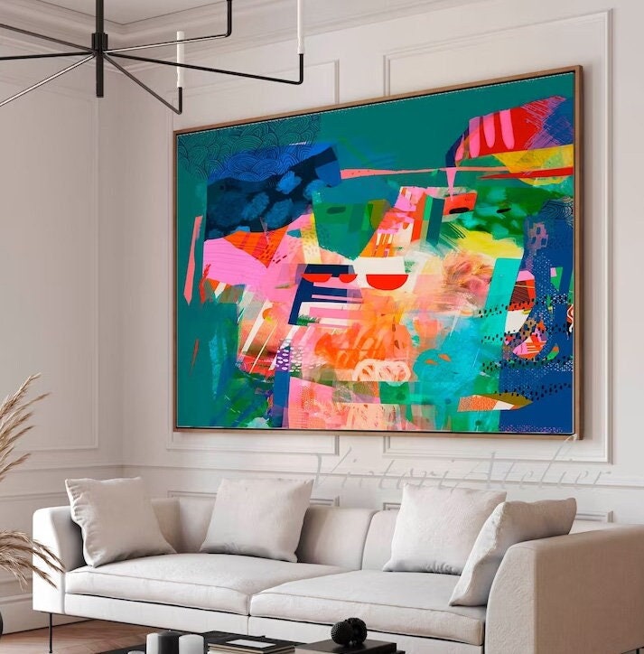 エメラルドグリーン モダンアート 絵画 現代アート 原画 約40×30㎝