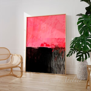 Abstrakte Wandkunst, Rosa und schwarze abstrakte Kunst, Wand Kunst Druck, Abstrakte Malerei, Abstrakte minimalistische Malerei