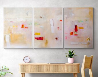 Abstract prints set, Set of 3 large prints, Beige neutral colors Large art, Abstract painting, Abstract art, Extra large wall art