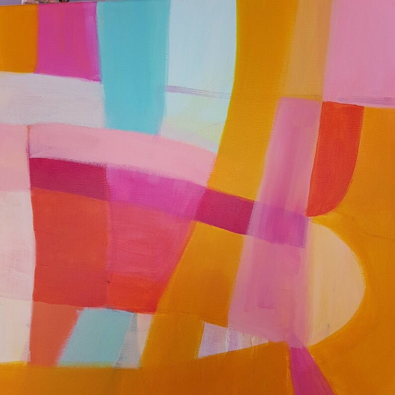 Yellow geometric print Abstract geometric wall art Vibrant Etsy