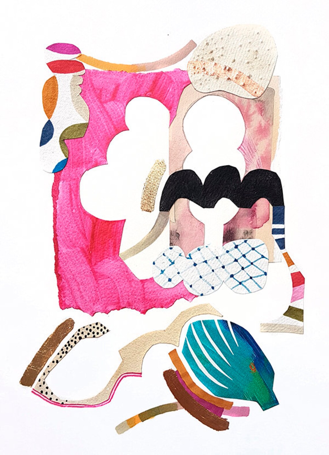 Hot Pink Abstract Art Print of My Original Collageabstract Etsy