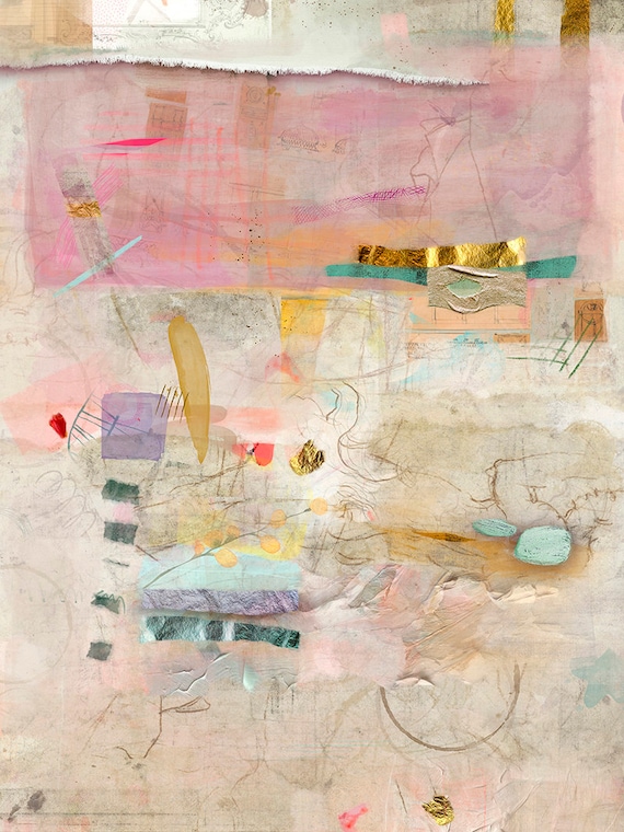 Abstract painting print, Neutral colors large minimalist abstract art, Modern textured pastel multicolor, Trendy aesthetic large wall art