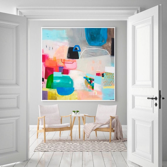 Colorful poster print, Wall art geometric print, large abstract painting Giclee print, home wall art, abstract art, large landscape art