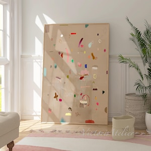 Beige abstract wall art print, Minimalist wall decor, Modern abstract painting,  Trendy aesthetic neutral large wall art