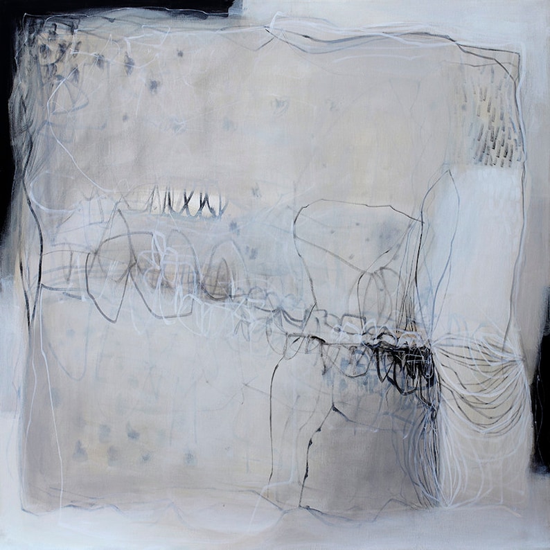 Black White and Beige Abstract Art Print Modern Contemporary Etsy Canada