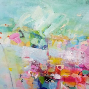 Mintgrönt abstrakt konsttryck, blågrön modern målning, giclée-reproduktion bild 10