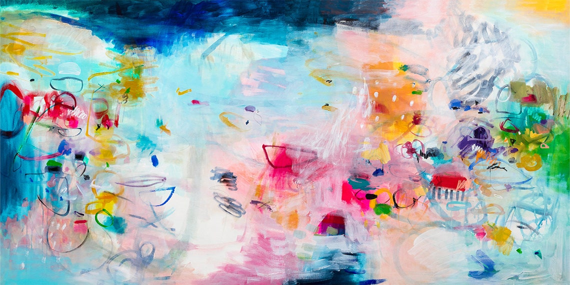 Wall Art Print Teal Blue Abstract Art Bedroom Print Decor Etsy