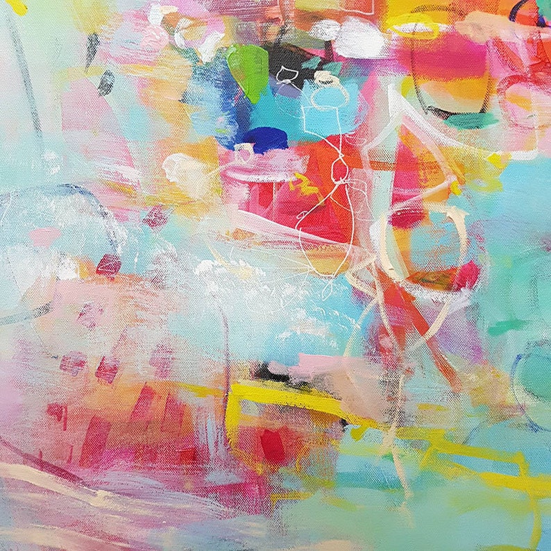 Mintgrönt abstrakt konsttryck, blågrön modern målning, giclée-reproduktion bild 9