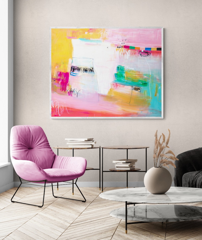 Bright Wall Art Extra Large Abstract Print Vibrant and Etsy