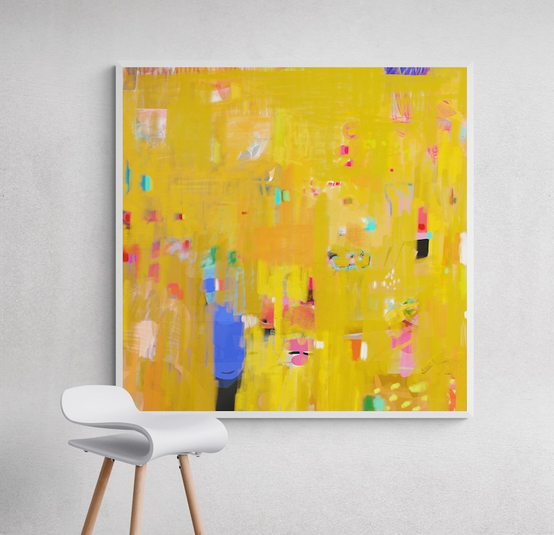 Modern Yellow Wall Art Print Extra Large Abstract Print Etsy