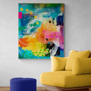 Colorful and Vibrant Abstract Wall Art, Bright Abstract Modern Painting ...