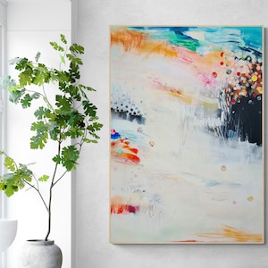 Black , white and multicolor Extra large painting print, Abstract modern wall art print, Modern landscape