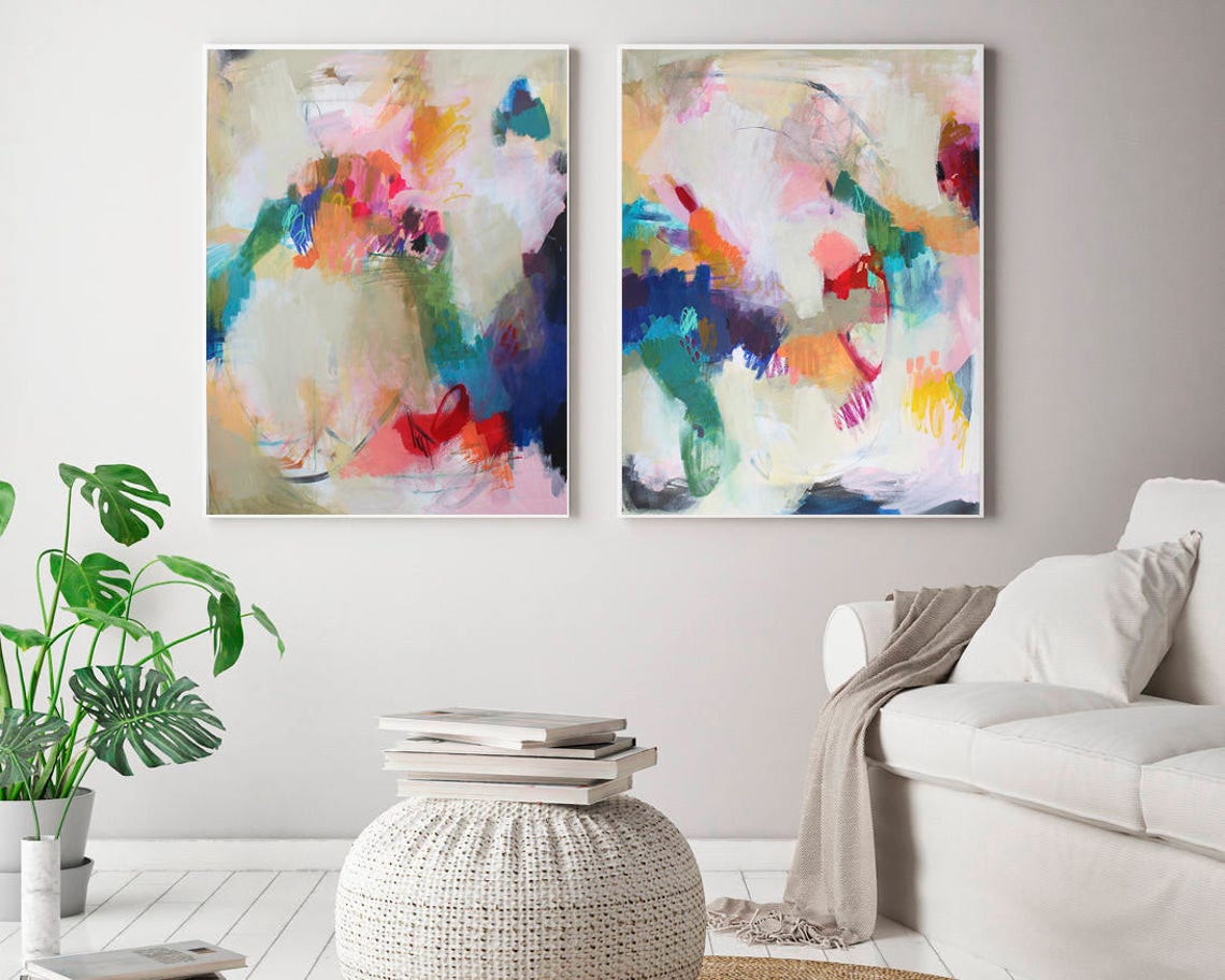Set of 2 Extra Large Prints Acrylic Abstract Painting Giclee - Etsy