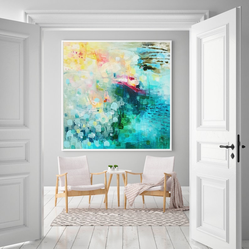 Abstract Canvas Art Print Large Wall Modern Blue Colorful
