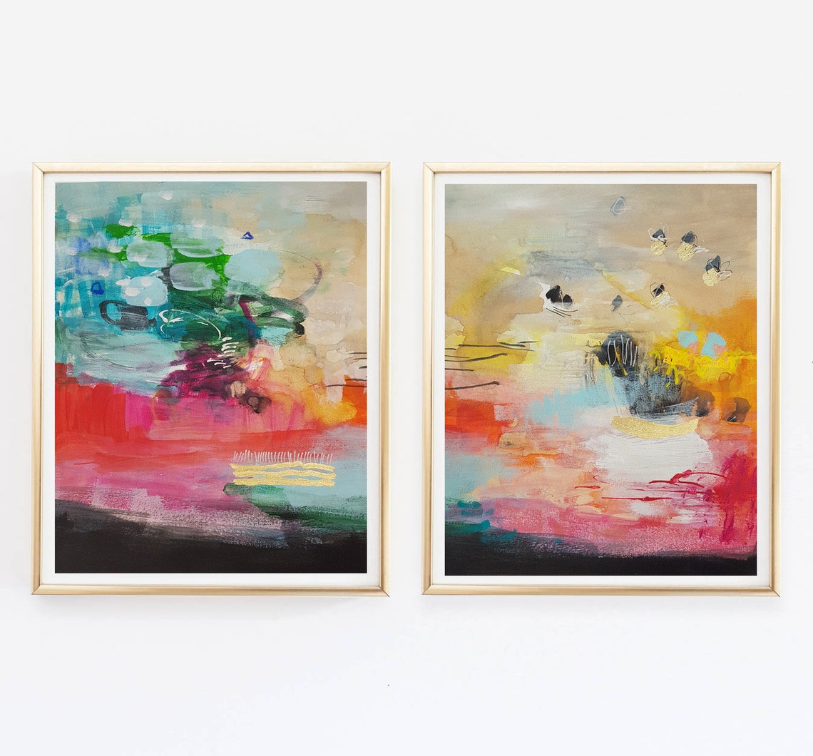 Abstract Giclee Print Set of 2, Colorful Modern Wall Art - Etsy