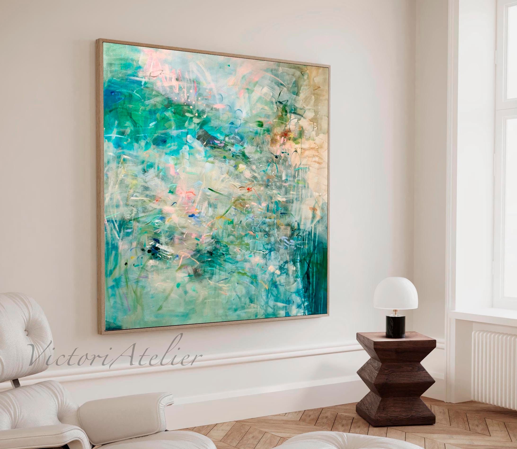 Abstracte boslandschapsprint, kunst aan de grote muur, canvaskunst gicleeprint, groot schilderij, kunst aan de muur woonkamer, abstract schilderij