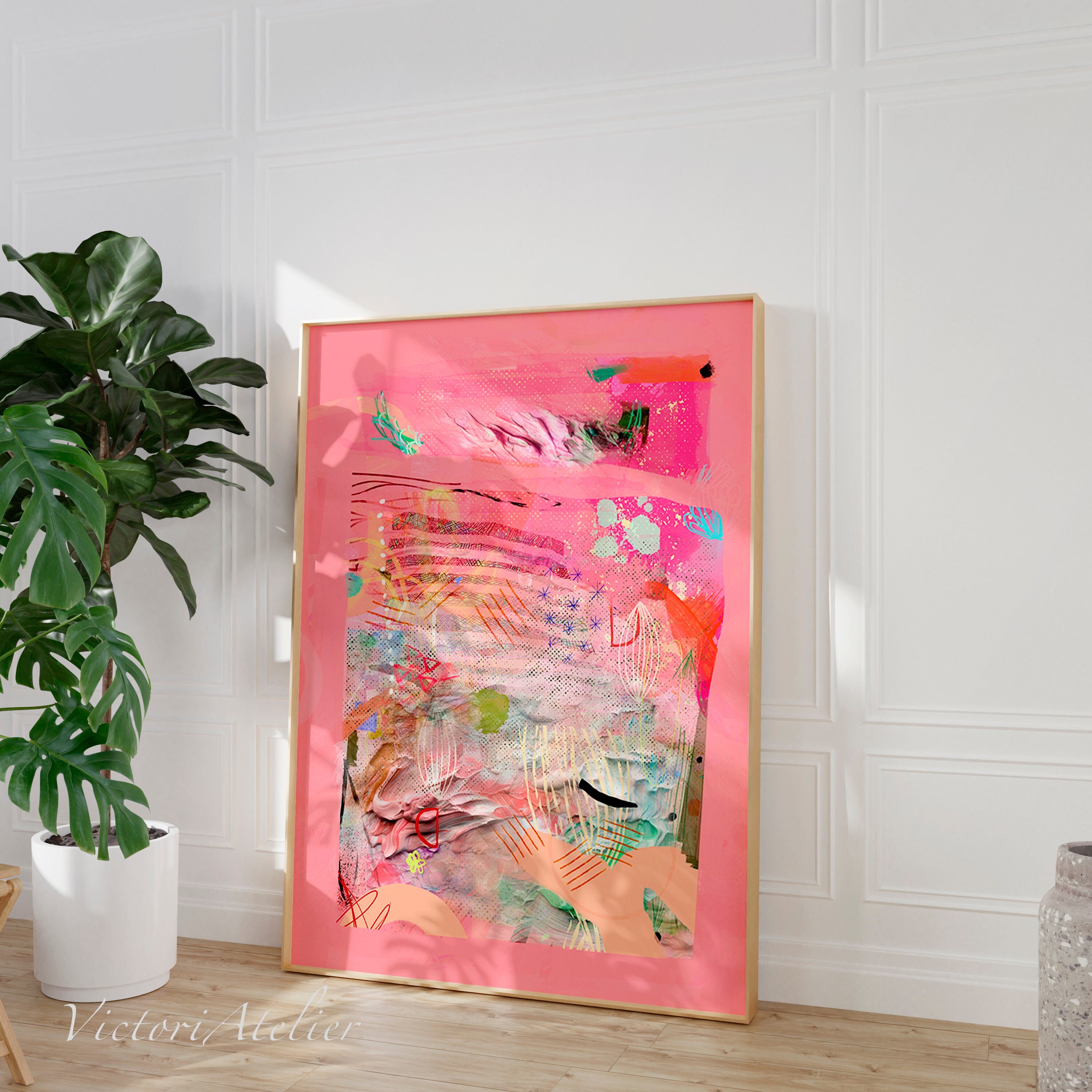アートポスター　OAK　Art Frame　Pink × Overlap enhanced-matte-paper-framed-