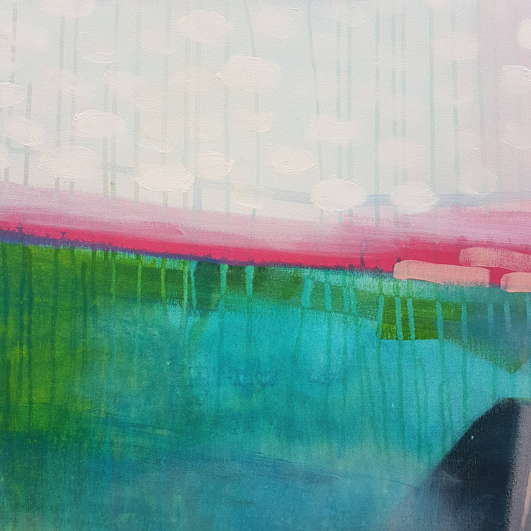 Orange and Green Geometric Print, Colorful Abstract Fine Art, Large ...