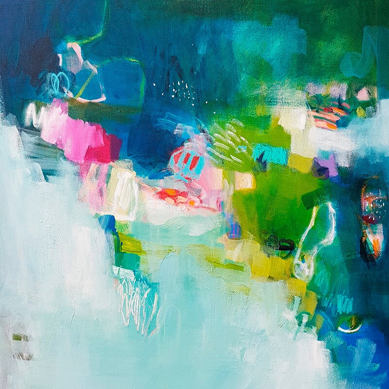 Blue and Green Abstract Landscape Print, Modern Wall Art - Etsy