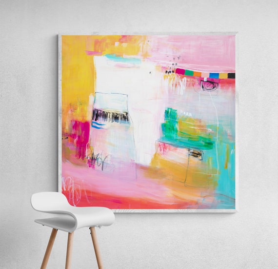 Bright Wall Art Extra Large Abstract Print Vibrant and Etsy