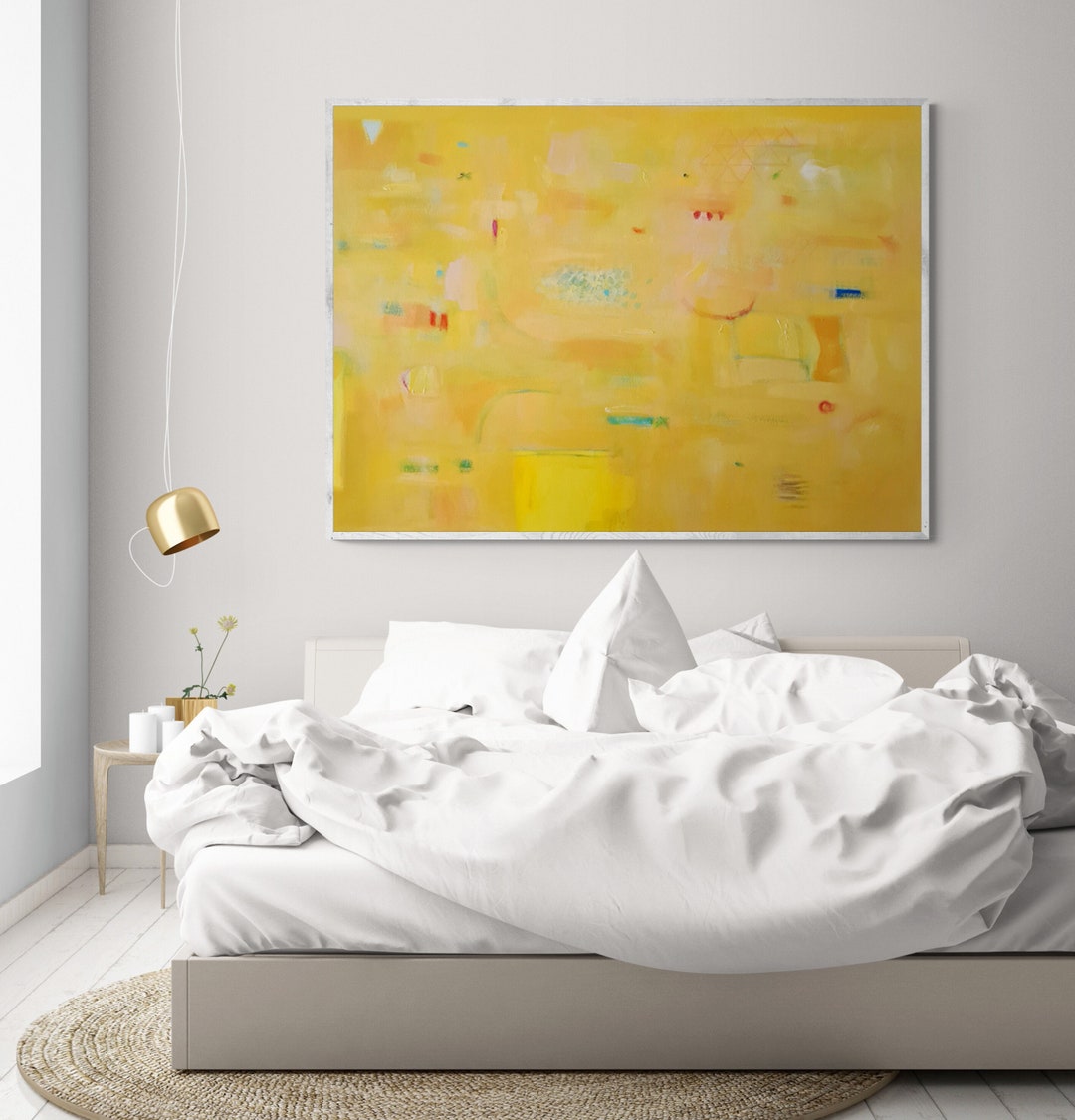 Yellow Wall Art Painting Print Extra Large Abstract Print Etsy