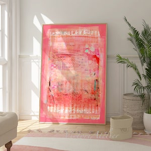 Pink magenta abstract painting print, Extra large Modern abstract artwork, Eclectic pink wall decor