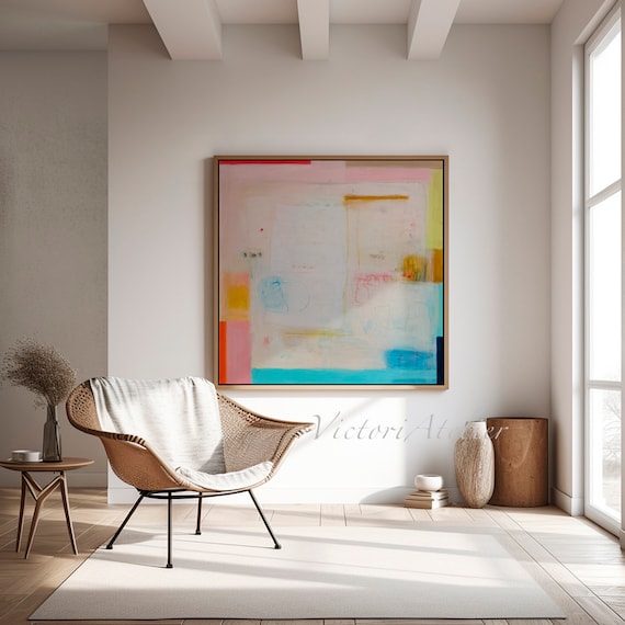 Abstract Pastel Colors Painting Print, Extra Large Canvas Wall Art