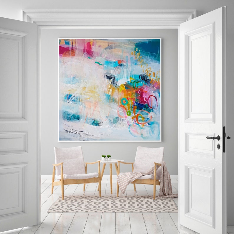 Modern abstract large wall art print, Multicolor abstract artwork, Abstract paintings print image 1
