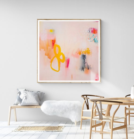 Blush Pink Abstract Art Print Large Abstract Painting in Pink Etsy