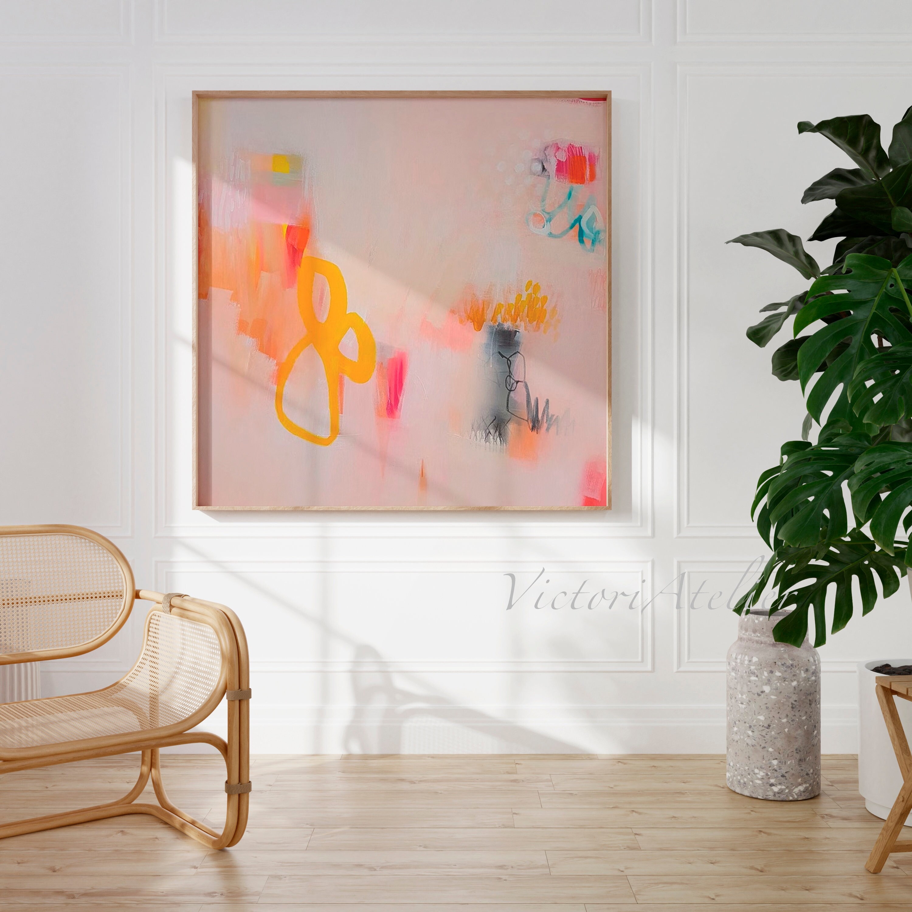 Blush Pink Abstract Art Print, Modern Giclée, Large Painting - Etsy