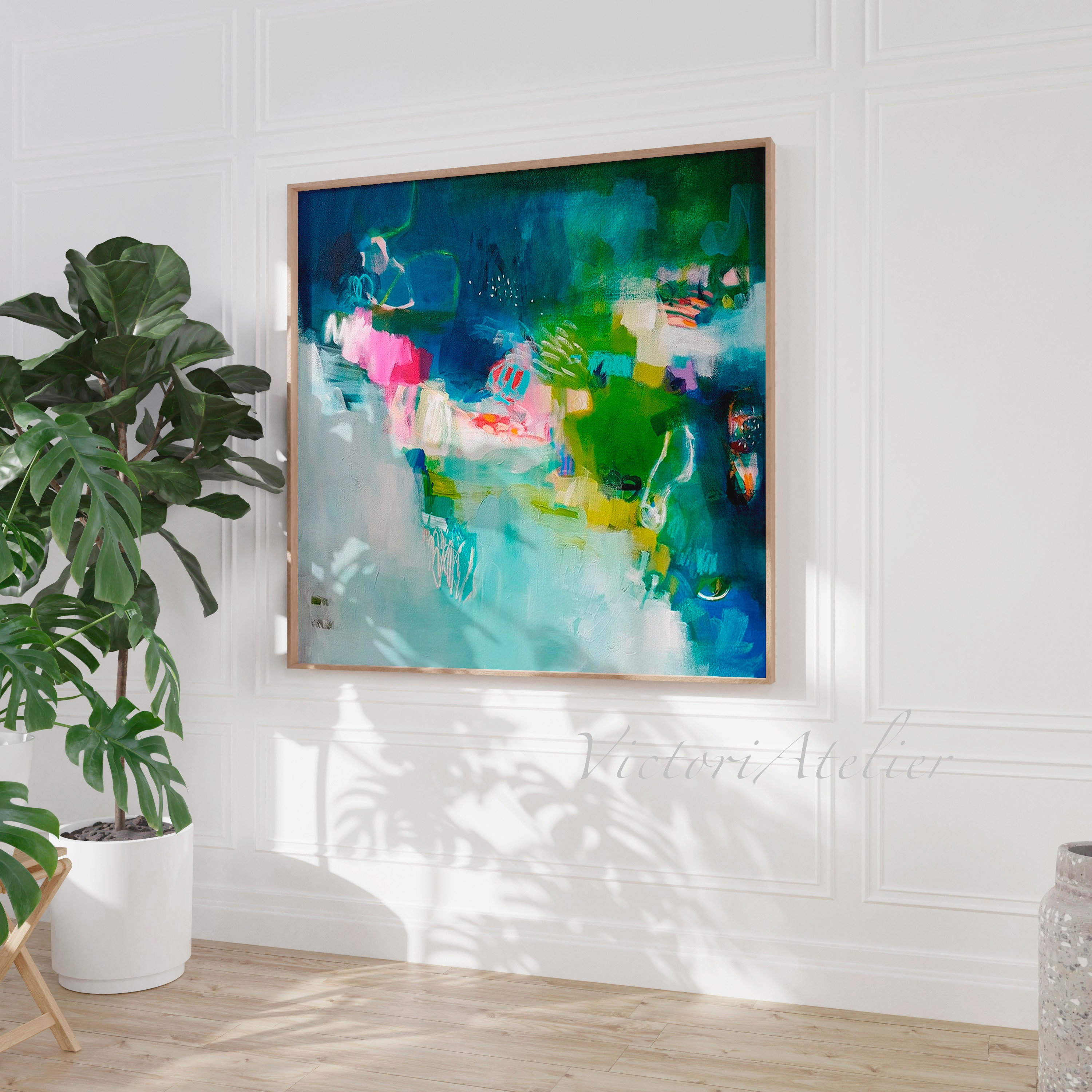 Blue and Green Abstract Landscape Print, Modern Wall Art - Etsy
