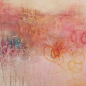 Burnt orange and pink abstract art print, Large abstract painting, Soft pastel colors minimalist artwork image 4