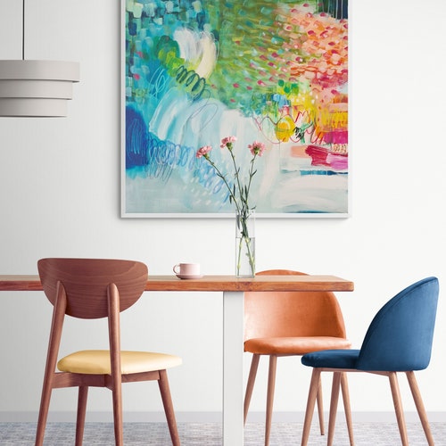 Bright and Colorful Geometric Wall Art Print Modern Abstract Etsy