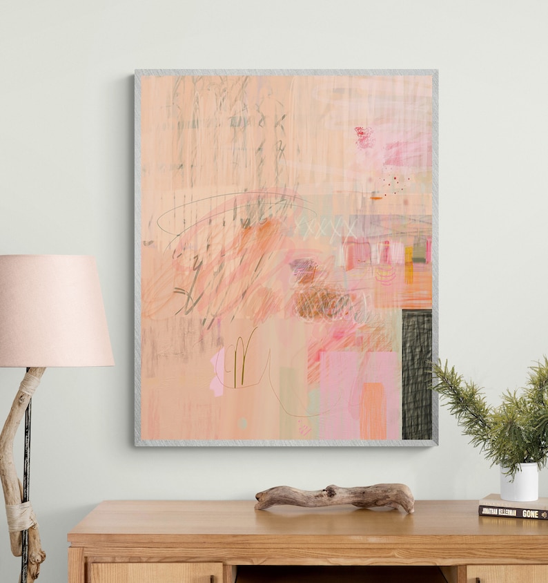 Light Coral Modern Abstract Wall Art Printable Art Print Wall Etsy