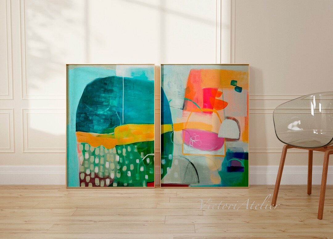 Abstract Prints Set, Set of 2 Large Prints, Set of Two Paintings,large ...
