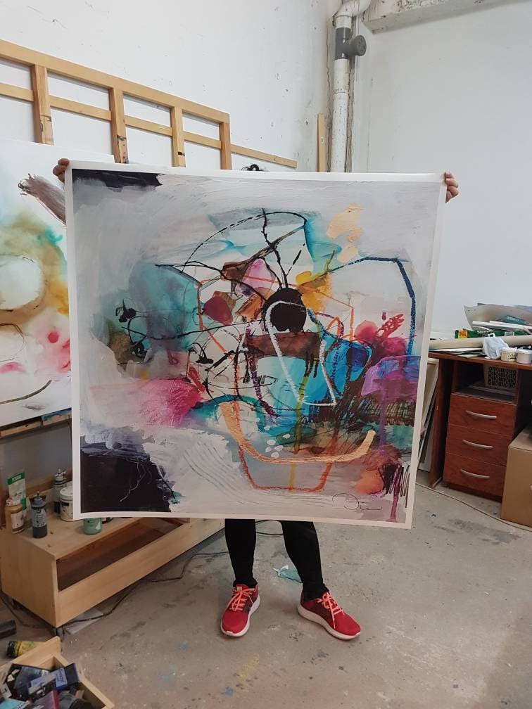 抽象画　アクリル画 アクリル画 抽象画 - メルカリ
