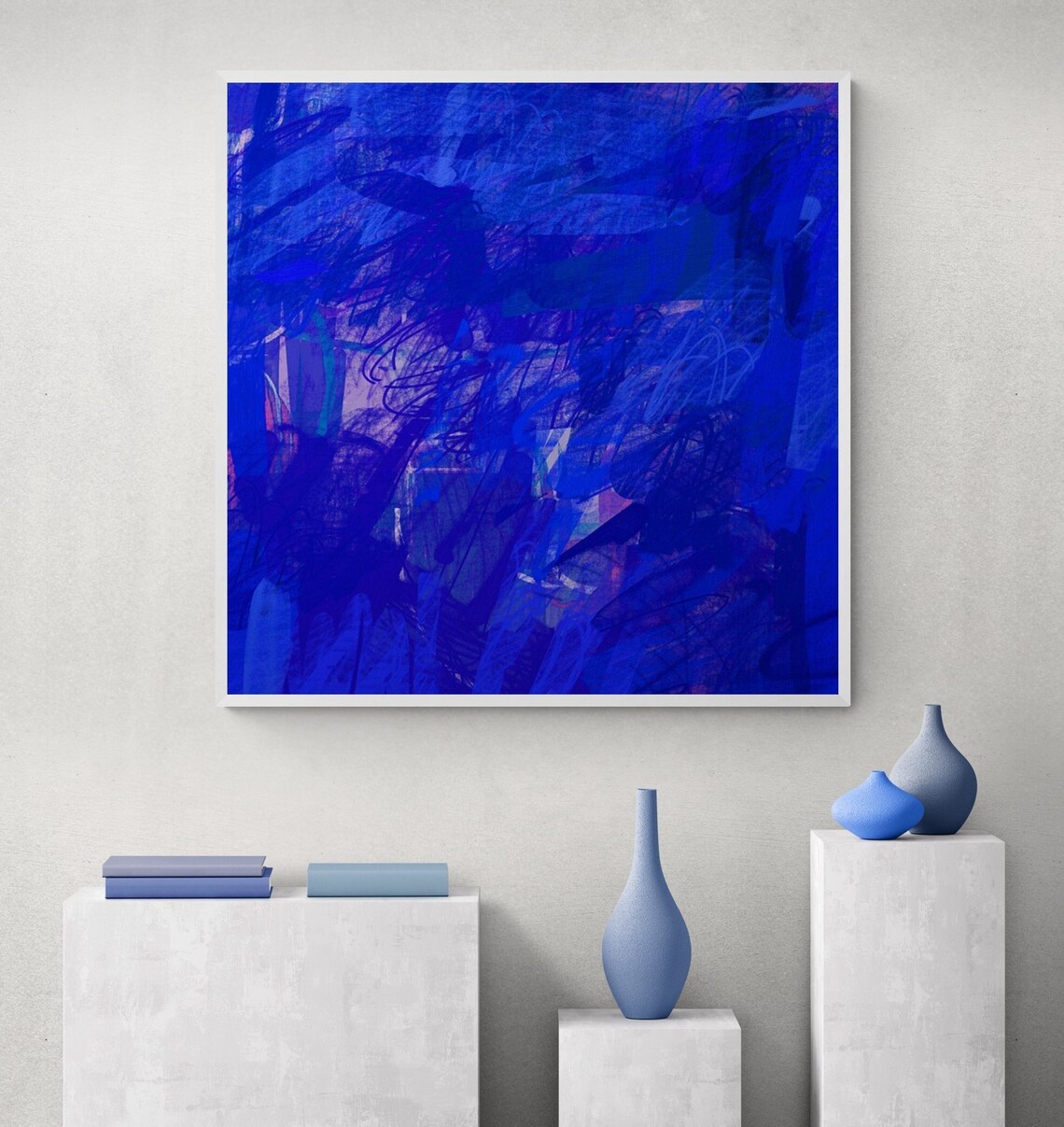 Royal Blue Modern Abstract Wall Art Printable Art Download | Etsy