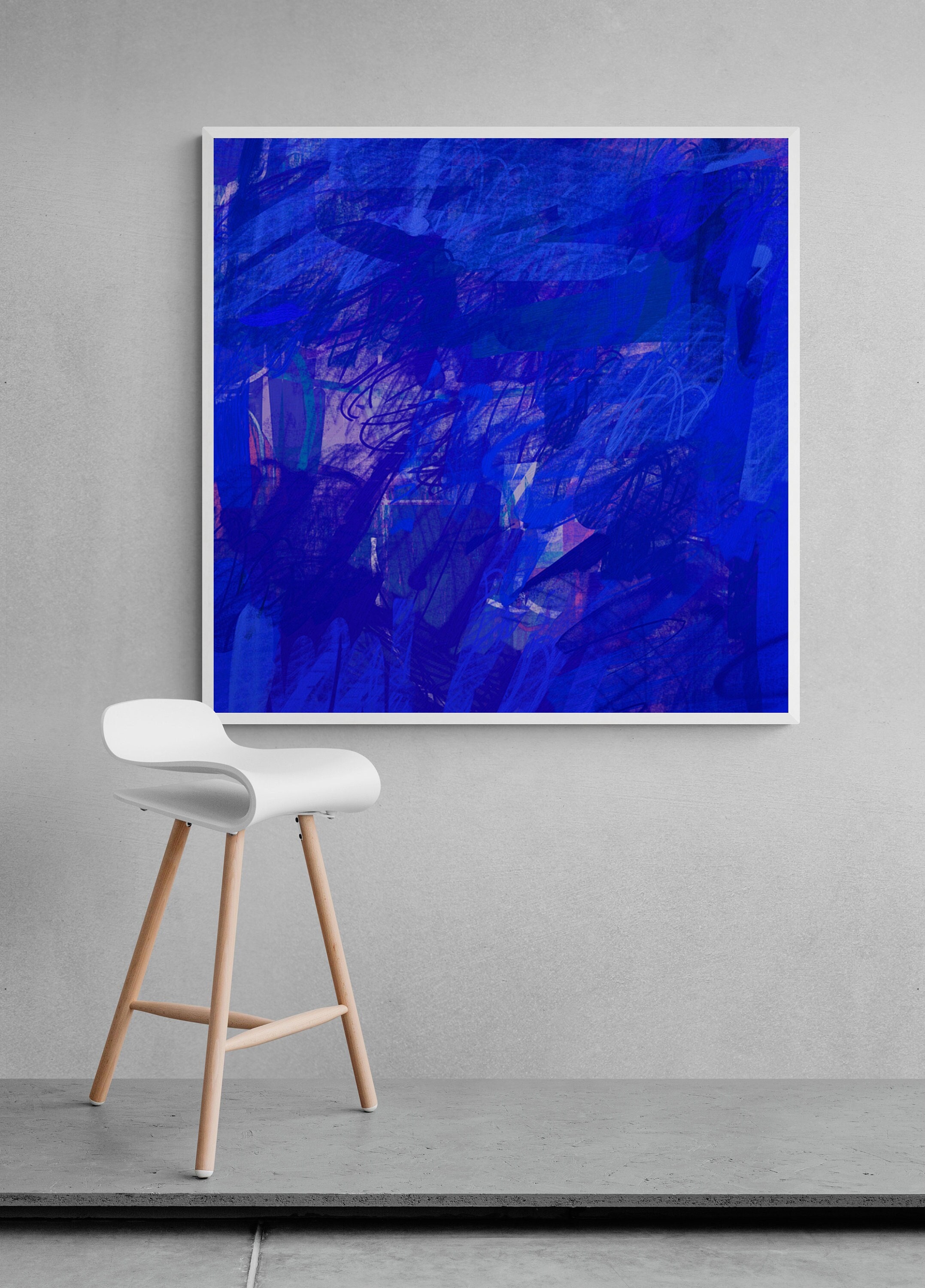 Royal Blue Modern Abstract Wall Art Printable Art Download | Etsy
