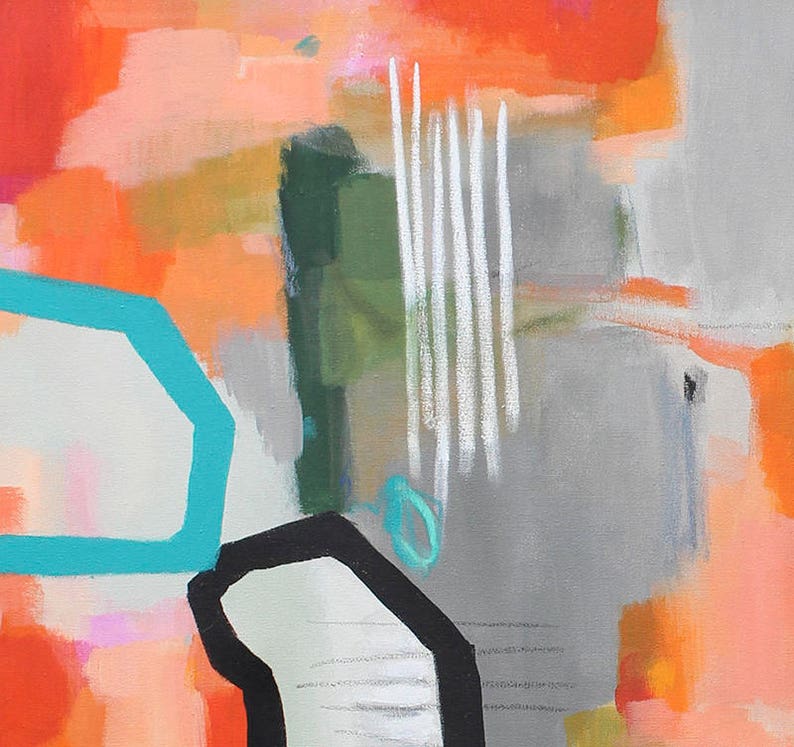 Orange and Gray Abstract Modern Wall Art Giclee Print Large Etsy