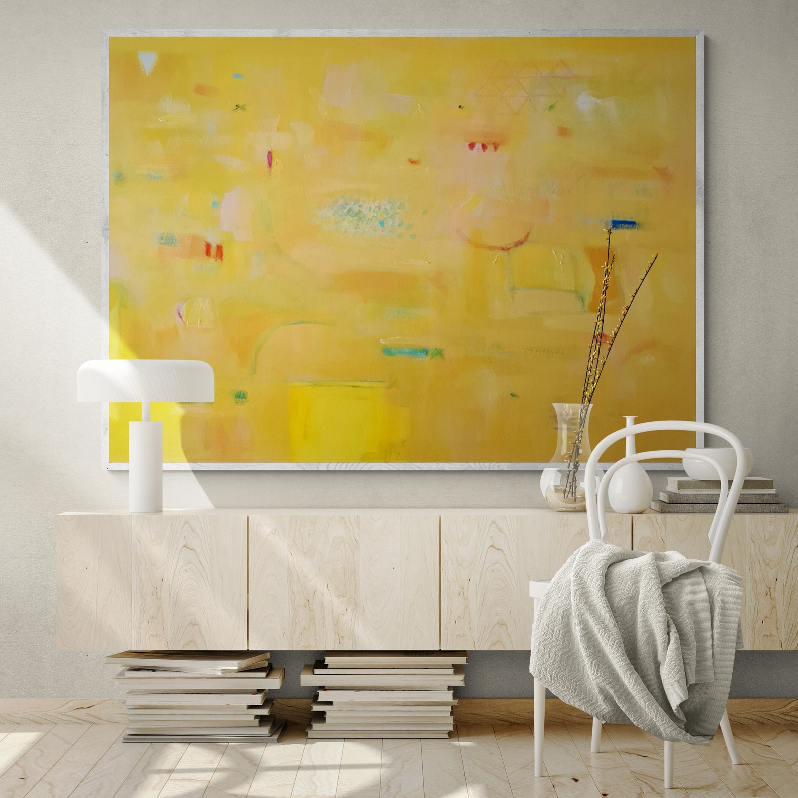 Yellow Wall Art Painting Print Extra Large Abstract Print Etsy