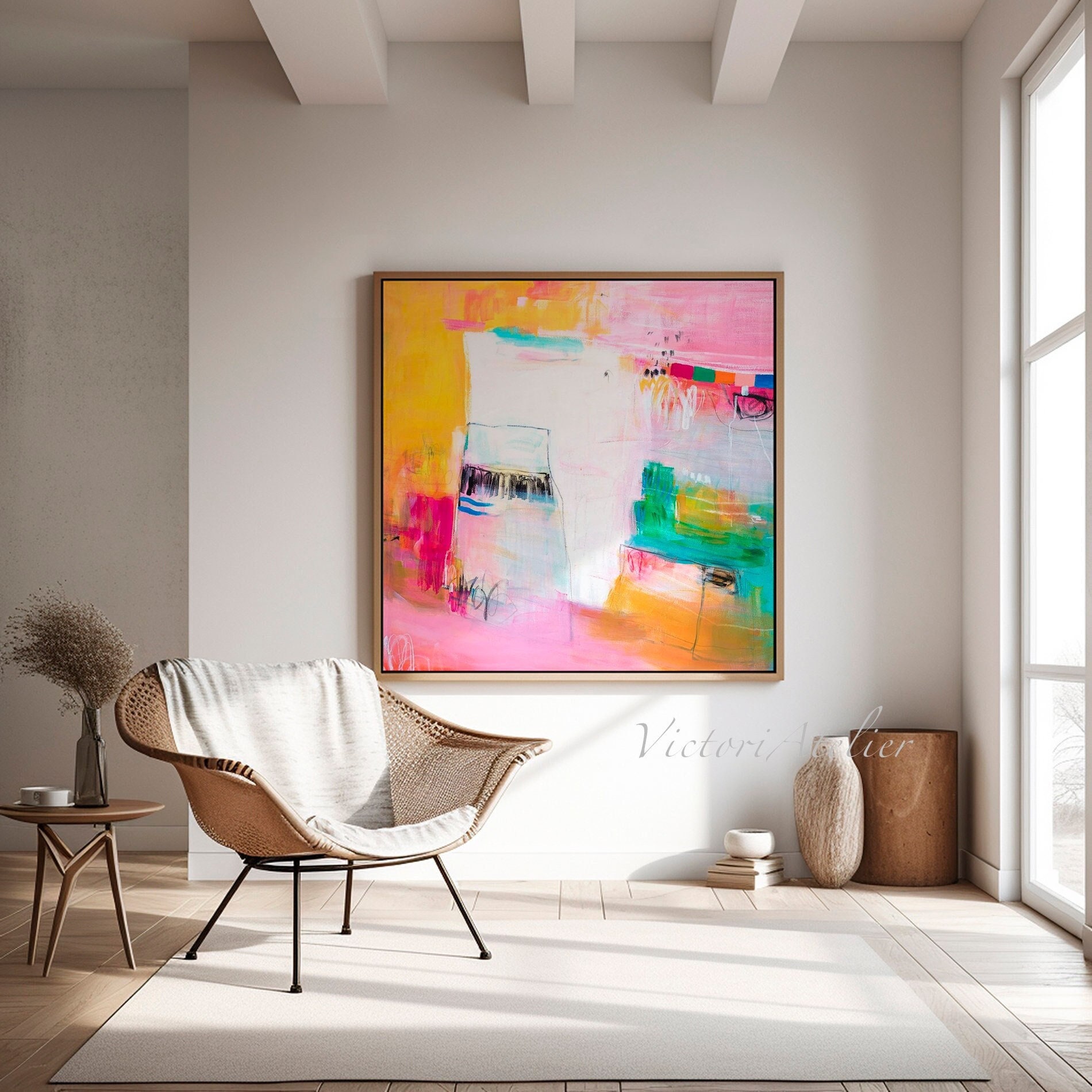 Large Abstract Giclée Print, Bright Multicolor Painting - Etsy