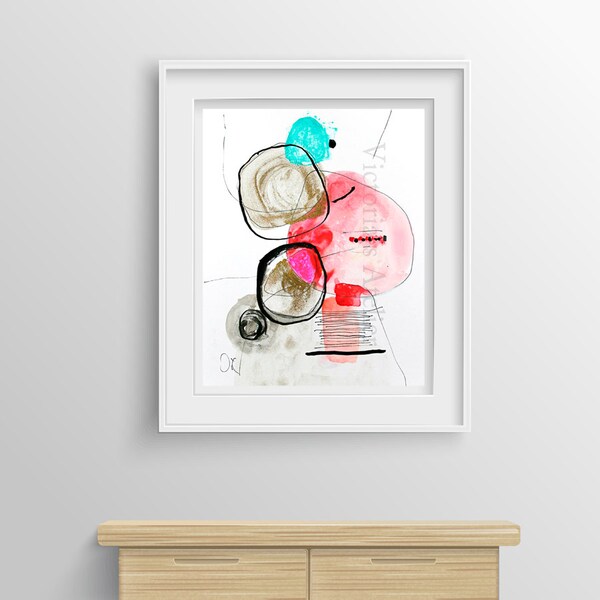 Contemporary Modern Art - an Original Abstract Painting on watercolor paper 9" x 12.3".