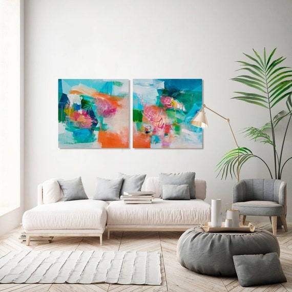 Abstract Prints Set of 2 Set of Two Colorful Print Abstract | Etsy