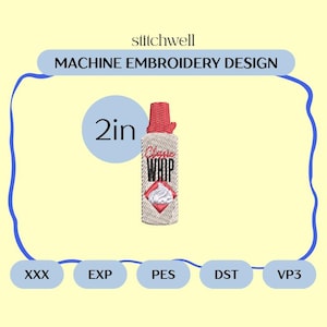 Whipped Sunscreen Bottle Embroidery File | 2&quot; Mini Travel Design | Summer Skincare Patch | PES DST and more
