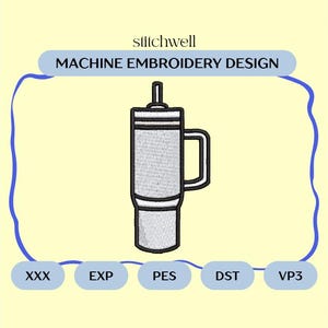 Tumbler Embroidery File | 4" Mini Drink Cup Design | Machine Embroidery File | PES DST and more