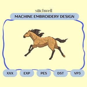 Wild Spirit Horse Embroidery File | 3" Machine Embroidery Design | Western Mustang Design | PES DST and more
