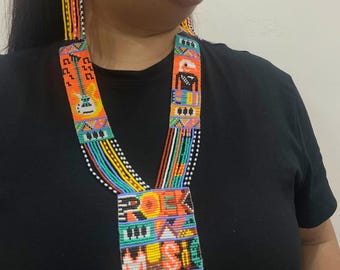 Beaded Handmade Long Necklace With Bead Necklace And Earring Set Boho Seed Bead Necklace Color Block Seed Bead Necklace Multicolor Fringe